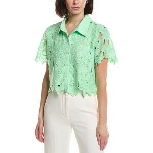 Hl Affair Womens Floral Lace Top, Green